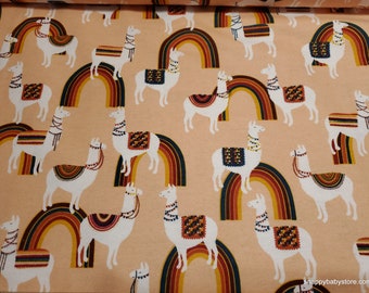 Flannel Fabric - Autumn Llamas - By the Yard - 100% Cotton Flannel