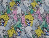 Character Flannel Fabric - Disney Princess Packed - By the yard - 100% Cotton Flannel