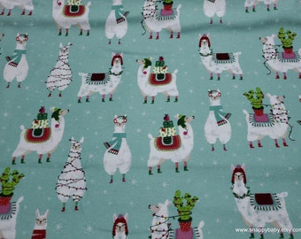 Christmas Flannel Fabric - Llama Fun Holiday - By the yard - 100% Cotton Flannel