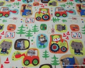 Flannel Fabric - Little Builders Construction - By the yard - 100% Cotton Flannel