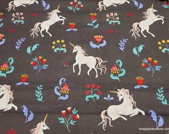 Flannel Fabric - Folk Unicorn - By the yard - 100% Cotton Flannel