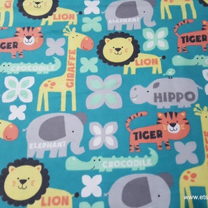 Flannel Fabric Zoo Animals with Words By the yard 100% Cotton Flannel image 1