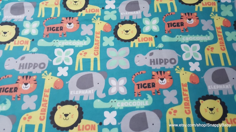 Flannel Fabric Zoo Animals with Words By the yard 100% Cotton Flannel image 1