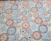 Flannel Fabric - Red Blue Fireworks - By the yard - 100% Cotton Flannel