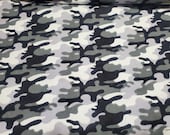 Flannel Fabric - Camo Snow - By the yard - 100% Cotton Flannel