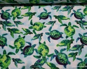 Flannel Fabric - Blue Watercolor Turtles - By the Yard - 100% Cotton Flannel