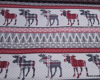 Flannel Fabric - Patterned Trap Moose Stripe - By the yard - 100% Cotton Flannel