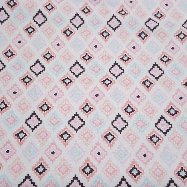 Flannel Fabric - Petunia Aztec - By the yard - 100% Cotton Flannel