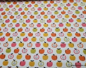 Flannel Fabric - Multi Apples on White - By the yard - 100% Cotton Flannel