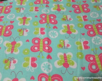 Flannel Fabric - Happy Butterfly - By the yard - 100% Cotton Flannel