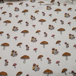 Flannel Fabric - Mushrooms Allover - By the yard - 100% Cotton Flannel