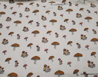 Flannel Fabric - Mushrooms Allover - By the yard - 100% Cotton Flannel