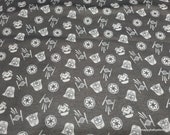 Character Flannel Fabric - Star Wars Black Two Tone - By the yard - 100% Cotton Flannel