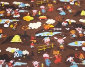 Flannel Fabric - Harmony Farm Main Brown - By the yard - 100% Cotton Flannel