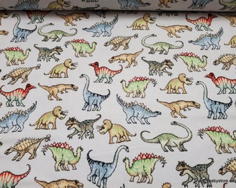 Flannel Fabric - Dinosaurs on Gray - By the yard - 100% Cotton Flannel