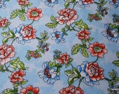 Flannel Fabric - Blooming Flowers Light Blue - By the Yard - 100% Cotton Flannel