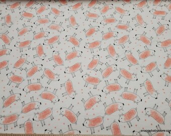 Flannel Fabric - Here Piggy Piggy - By the yard - 100% Cotton Flannel