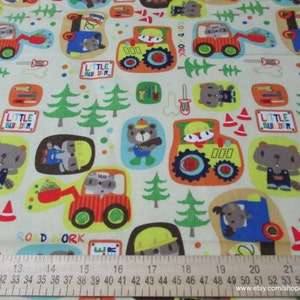 Flannel Fabric Little Builders Construction By the yard 100% Cotton Flannel image 2