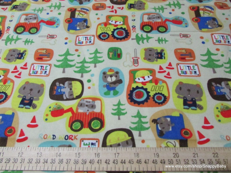 Flannel Fabric Little Builders Construction By the yard 100% Cotton Flannel image 2