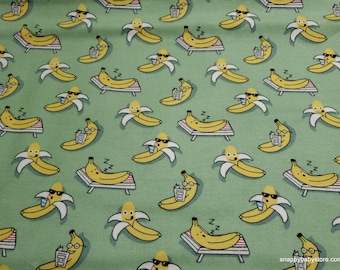 Remnant Flannel Fabric - Banana Vacation - Choose your Size - 100% Cotton Flannel