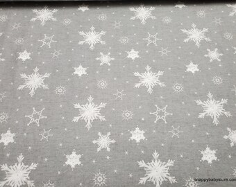 Christmas Flannel Fabric - First Snowflakes - By the yard - 100% Cotton Flannel