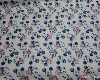 Character Flannel Fabric - Disney Mickey and Minnie Baby Head Toss - By the yard - 100% Cotton Flannel