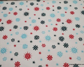 Christmas Flannel Fabric - Yesteryuletide Multi Snowflakes - By the yard - 100% Cotton Flannel