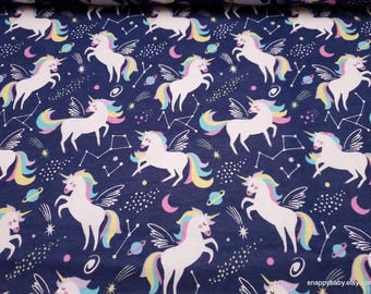 Flannel Fabric - Celestial Unicorns on Blue - By the yard - 100% Cotton Flannel