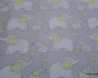 Flannel Fabric - Elephants Yellow - By the yard - 100% Cotton Flannel