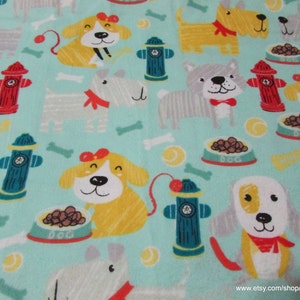 Flannel Fabric - Puppy Playtime - By the yard - 100% Cotton Flannel