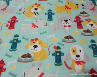 Flannel Fabric - Puppy Playtime - By the yard - 100% Cotton Flannel