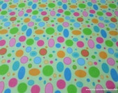 Flannel Fabric - Colorful Dots on Green - By the Yard - 100% Cotton Flannel