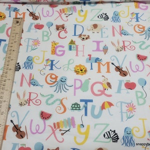 Flannel Fabric ABC Animals By the yard 100% Cotton Flannel image 3
