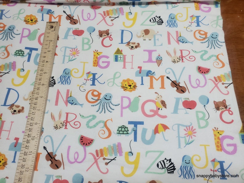 Flannel Fabric ABC Animals By the yard 100% Cotton Flannel image 3