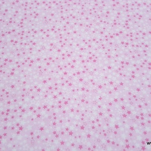 Flannel Fabric Pink Stars on Light Pink By the yard 100% Cotton Flannel image 1