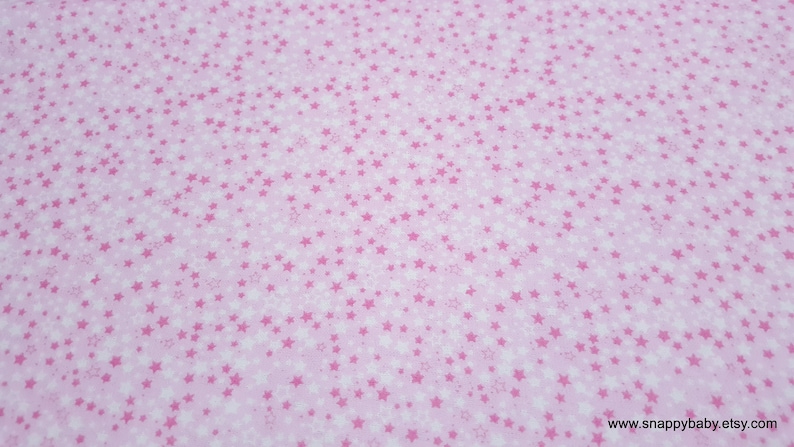 Flannel Fabric Pink Stars on Light Pink By the yard 100% Cotton Flannel image 1