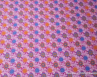 Flannel Fabric - Blue Orange Floral - By the yard - 100% Cotton Flannel