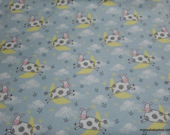 Flannel Fabric - Cow Jumped Over the Moon - By the yard - 100% Cotton Flannel