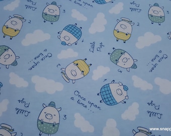 Flannel Fabric - Little Pigs - By the yard - 100% Cotton Flannel