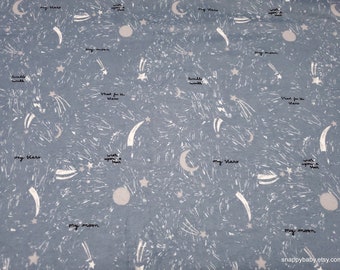 Flannel Fabric - Shooting Stars on Blue - By the yard - 100% Cotton Flannel
