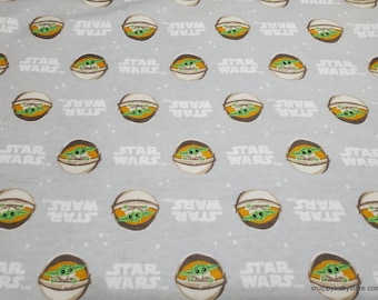 Character Flannel Fabric - Star Wars Mandalorian Zoom Along - By the yard - 100% Cotton Flannel