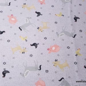 Flannel Fabric - Farm Tossed Animals - By the yard - 100% Cotton Flannel
