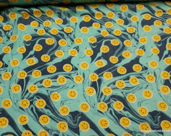 Flannel Fabric - Smile Faces on Tie Dye - By the yard - 100% Cotton Flannel