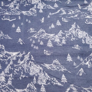 Flannel Fabric - In the Mountains on Blue - By the yard - 100% Cotton Flannel