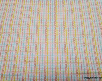 Flannel Fabric - Pastel Plaid Yellow Pink Blue - By the Yard - 100% Cotton Flannel