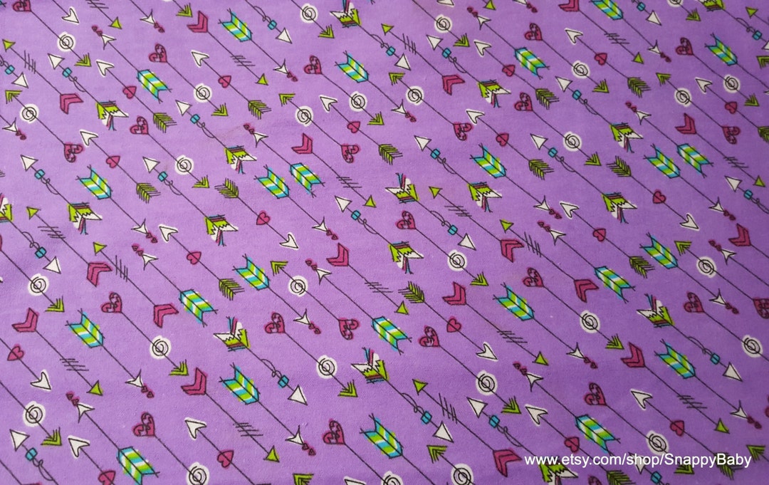 Flannel Fabric - Purple Arrows and Hearts - by the Yard - 100% Cotton ...