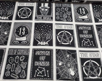 Flannel Fabric - Tarot Card Linear - By the yard - 100% Cotton Flannel