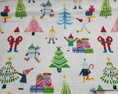 Christmas Flannel Fabric - Gift Delivery - By the yard - 100% Cotton Flannel
