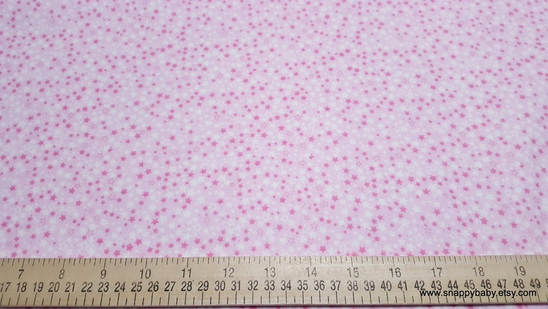 Flannel Fabric Pink Stars on Light Pink By the yard 100% Cotton Flannel image 2