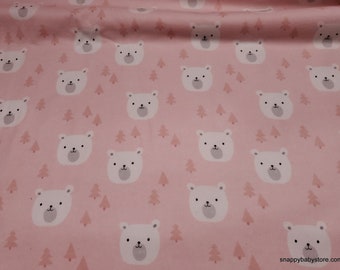 Flannel Fabric - Baby Bears Pink - By the yard - 100% Cotton Flannel